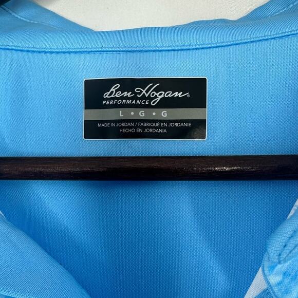 Ben Hogan Performance Polo Mens Large Blue Stripes Preppy Golf Business Casual - Picture 3 of 4